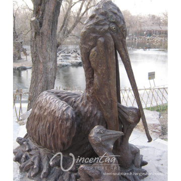 extérieur jardin décoration métal artisanat bronze pelican statue